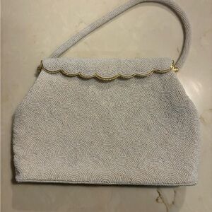 Vintage White Beaded Handbag